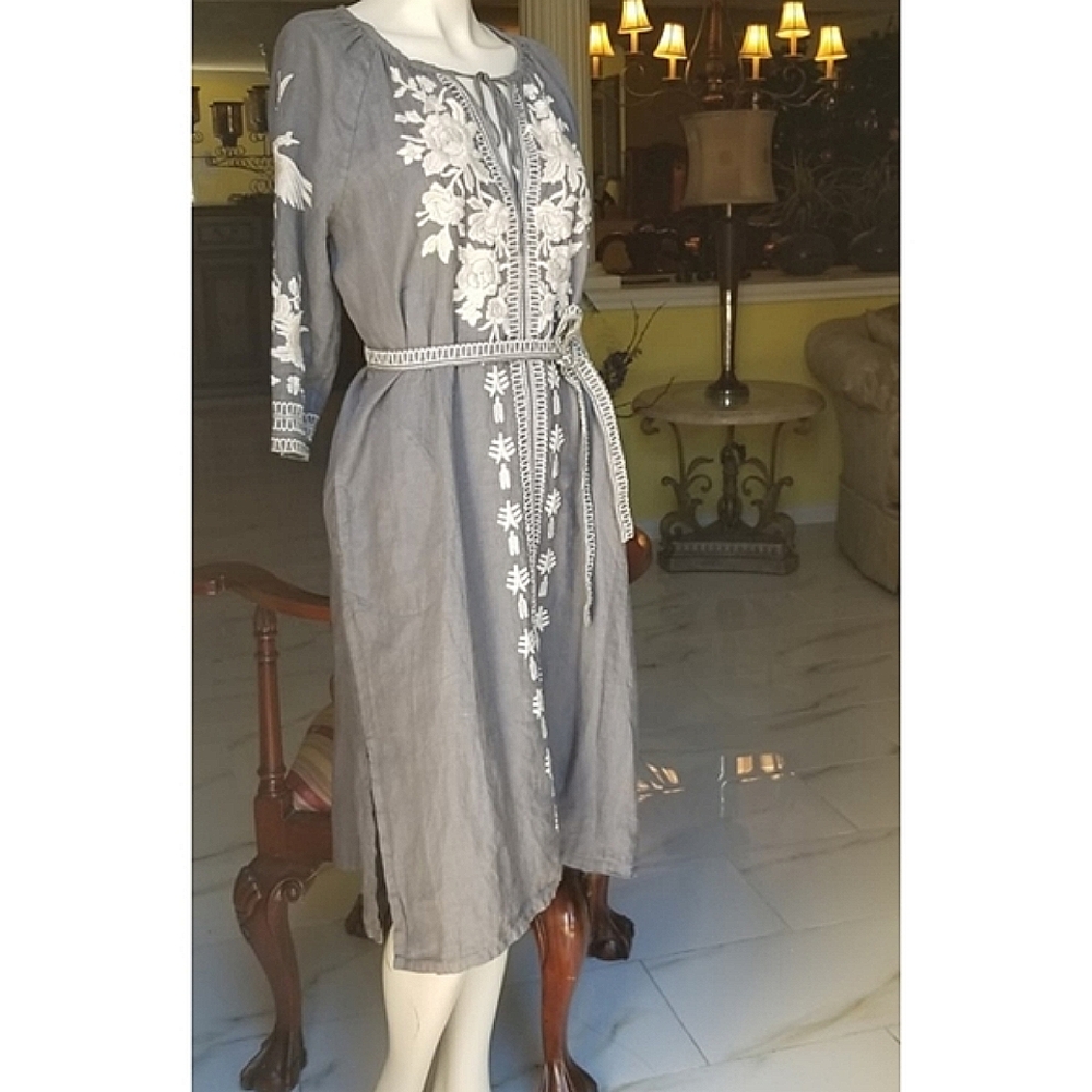 Johnny Was linen embroidered tunic dress - Picture 5 of 8